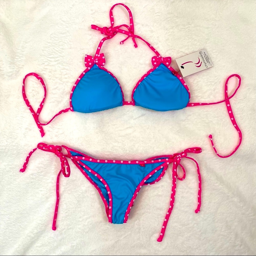ChynnaDolls Bikini pink polka dot turquoise - Picture 2 of 13